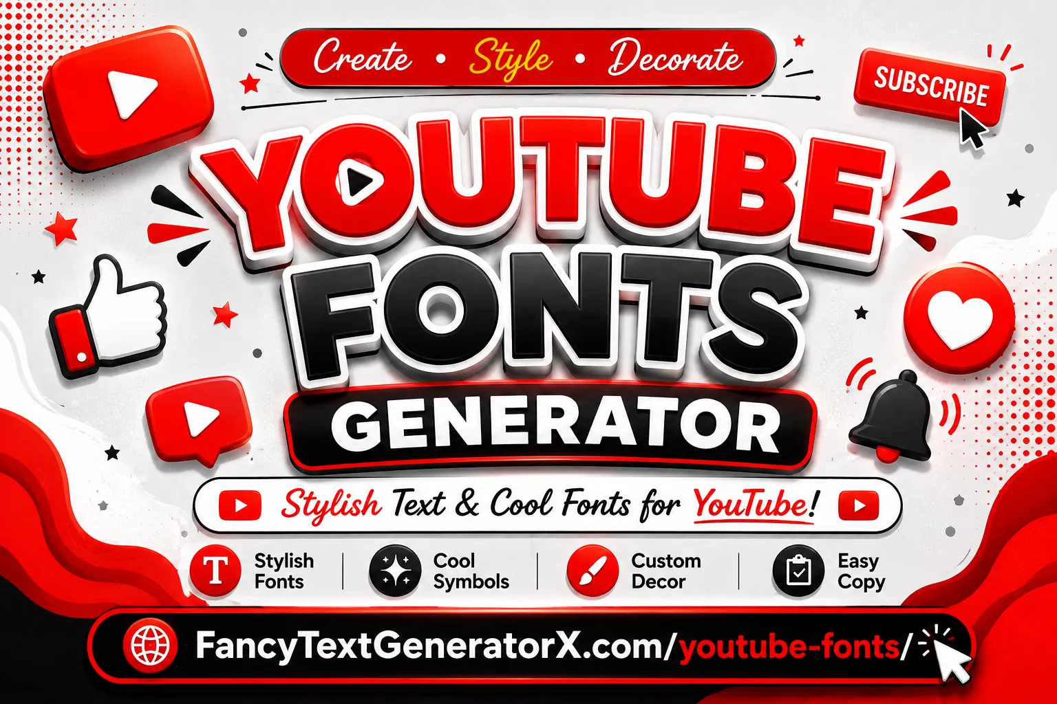 YouTube Fonts Generator for stylish channel names, video text, descriptions and comments